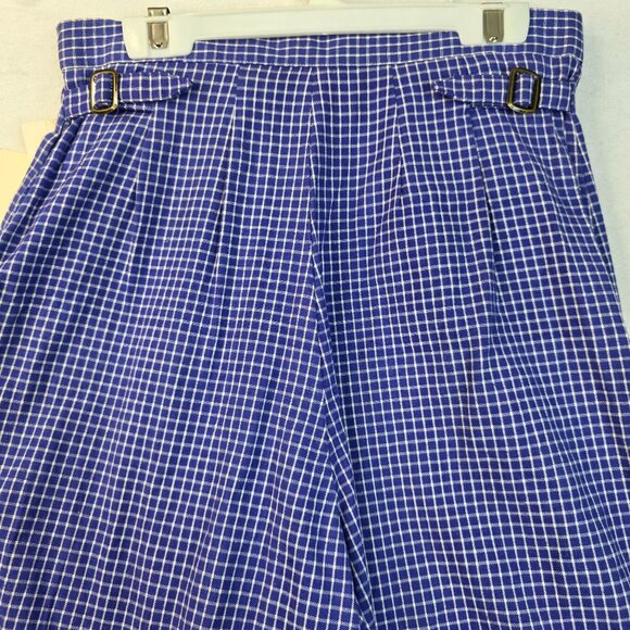 Susan Bristol 1980s Size 8 Pleated Wrap Skort Blue White Plaid Deadstock - Picture 8 of 11